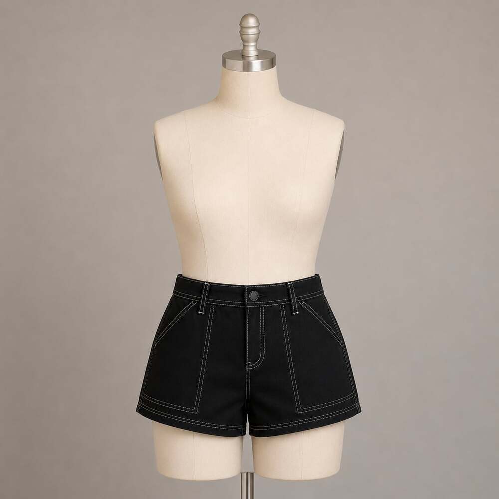 Liverpool Los Angeles Black High Rise Stretch Shorts Contrast Stitch size 8